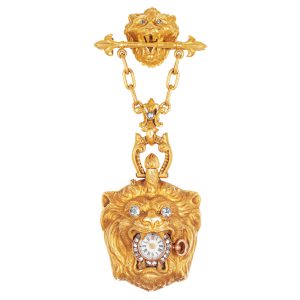 Swiss gold watch in the form of a lion's head Circa 1870