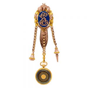 French gold cylinder watch with chatelaine Circa 1798-1809