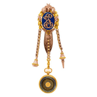 French gold cylinder watch with chatelaine Circa 1798-1809