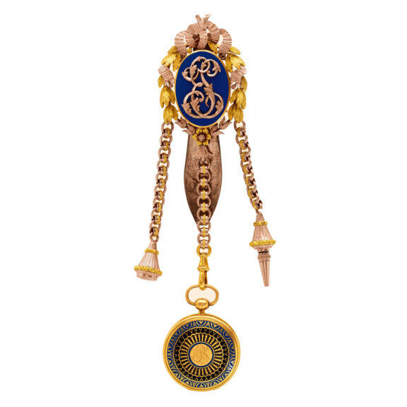 French gold cylinder watch with chatelaine Circa 1798-1809