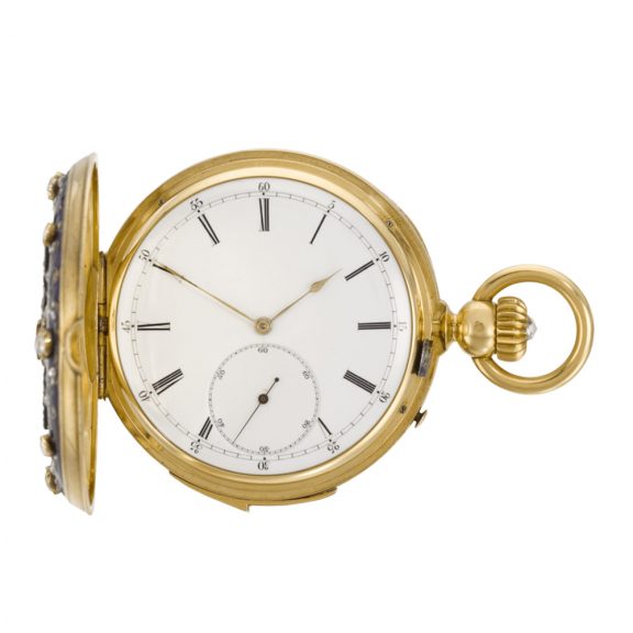 Swiss hunting cased minute repeating keyless lever watch Circa 1865 Swiss hunting cased minute repeating keyless lever watch Circa 1865