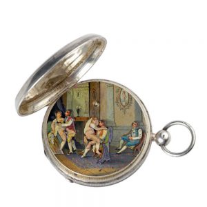 Swiss silver watch with concealed triple erotic automaton Circa 1810