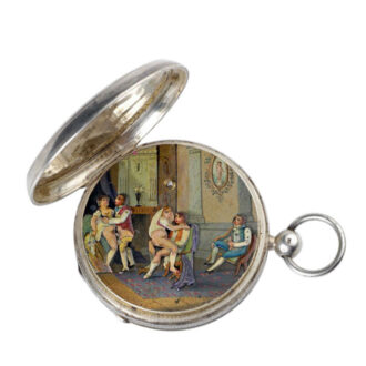 Swiss silver watch with concealed triple erotic automaton Circa 1810