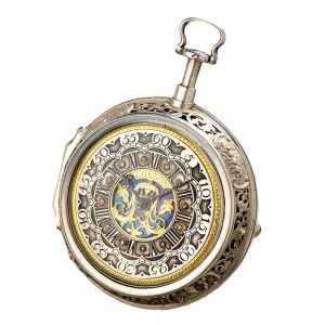 English silver quarter repeating repoussé watch Circa 1740