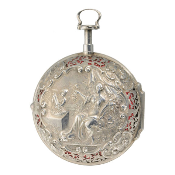 English silver quater repeater repoussé watch Circa 1740 English silver quater repeater repoussé watch Circa 1740