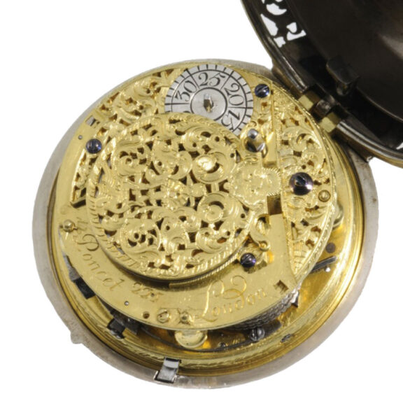 English silver quater repeater repoussé watch Circa 1740 English silver quater repeater repoussé watch Circa 1740