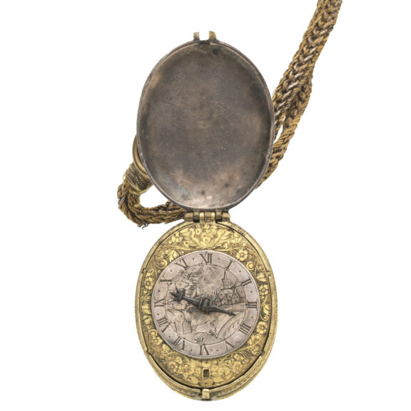 English gilt-metal and silver mounted verge watch Circa 1620 English gilt-metal and silver mounted verge watch Circa 1620