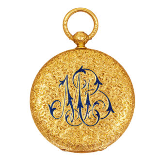 Swiss gold and enamel lady's pendant watch Circa 1850 Swiss gold and enamel lady's pendant watch Circa 1850