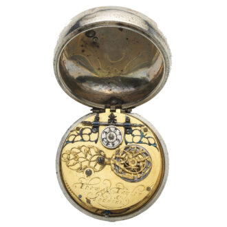 Rare English metal and silver lining verge pocket watch Circa 1665