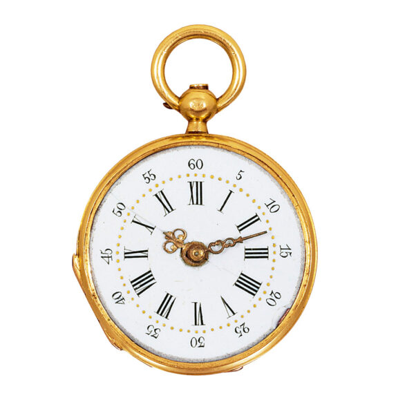 Swiss gold miniature cylinder pocket watch Circa 1850 Swiss gold miniature cylinder pocket watch Circa 1850