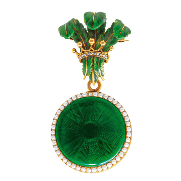 Swiss half pearl and diamond-set brooch watch Circa 1800/1870
