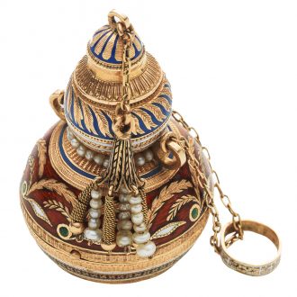 Austrian gold and enamel perfume bottle shaped watch circa 1800