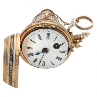 Austrian gold and enamel perfume bottle shaped watch circa 1800