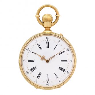 Large Swiss 18K gold open faced pocket chronometer Circa 1880