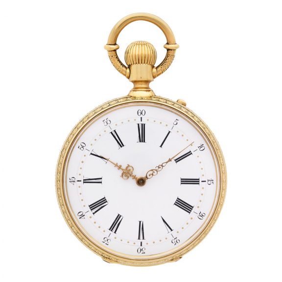 Large Swiss 18K gold open faced pocket chronometer Circa 1880 Large Swiss 18K gold open faced pocket chronometer Circa 1880