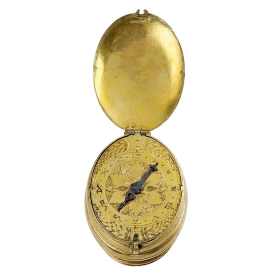 Early French brass Puritan style oval one handed watch Circa 1610