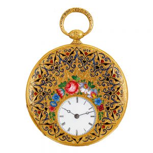 Swiss extra slim gold and enamel pocket watch Circa 1840
