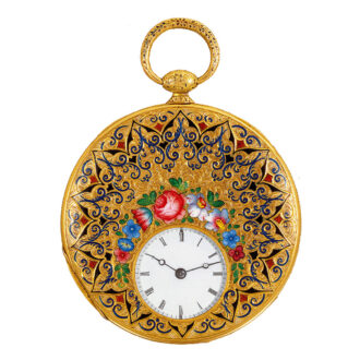 Swiss extra slim gold and enamel pocket watch Circa 1840