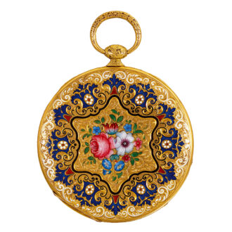 Swiss extra slim gold and enamel pocket watch Circa 1840