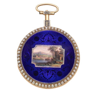 Rare French gold and enamel virgule pocket watch Circa 1800