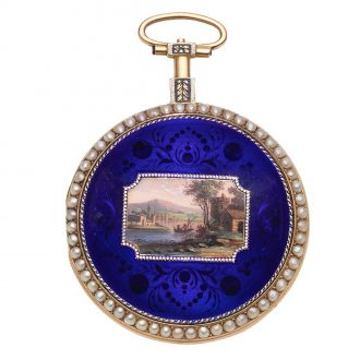 Rare French gold and enamel virgule pocket watch Circa 1800