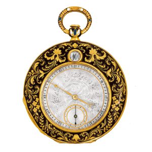 Slim Swiss gold and enamel jump hour watch Circa 1835