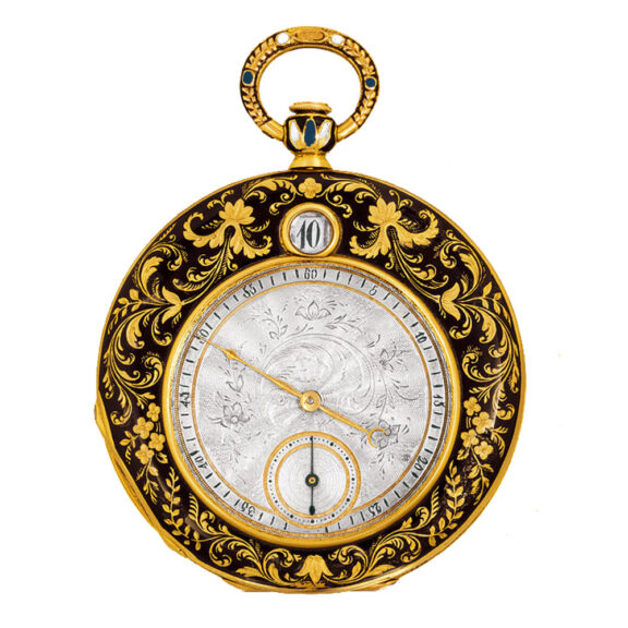 Slim Swiss gold and enamel jump hour watch Circa 1835