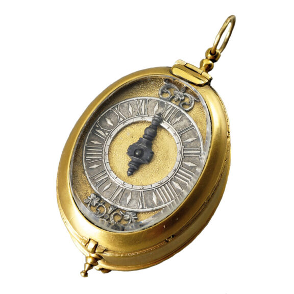 French gilt-brass and silver open faced watch Circa 1620