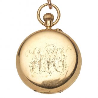 Scottish 18 carat gold full hunter lever pocket watch Circa 1890