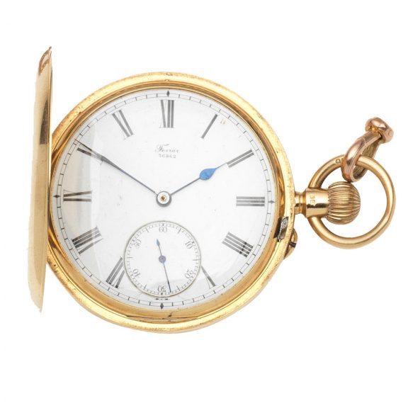 Scottish 18 carat gold full hunter lever pocket watch Circa 1890