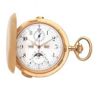 Swiss 18 carat gold quarter repeating calendar watch Circa 1890