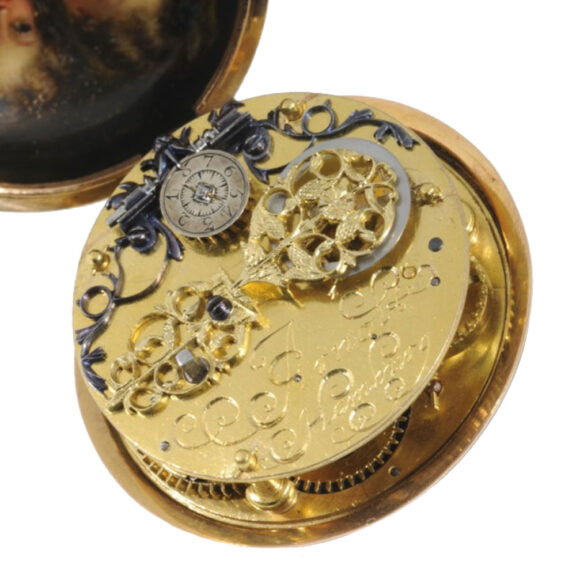 Fine German gold with polychrome enamel watch Circa 1675 Fine German gold with polychrome enamel watch Circa 1675
