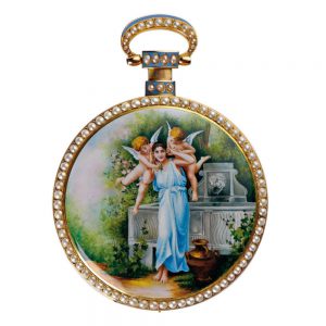 Swiss gold quarter repeating enamel watch Circa 1830