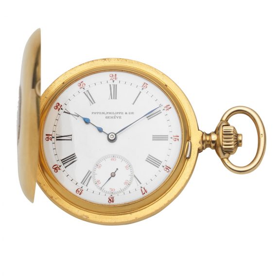 Swiss 18K gold half hunter pocket watch Patek Philippe Circa 1889 Swiss 18K gold half hunter pocket watch Patek Philippe Circa 1889