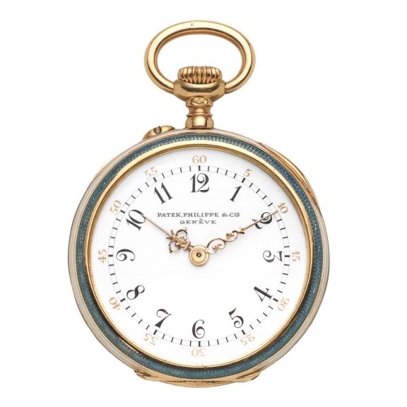 Swiss gold and enamel Patek Philippe pocket watch Circa 1910 Swiss gold and enamel Patek Philippe pocket watch Circa 1910