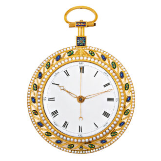 English gold, enamel and pearl set cylinder watch Circa 1785