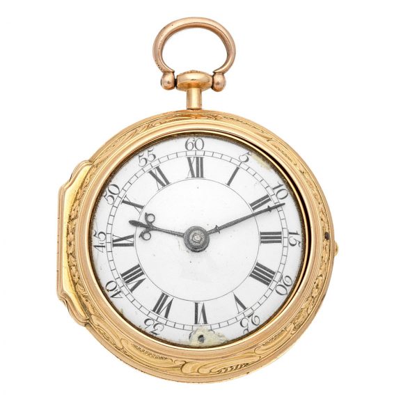 English 20 carat gold repoussé verge watch Circa 1731 English 20 carat gold repoussé verge watch Circa 1731