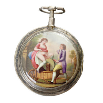 French silver verge watch with erotic scene Circa 1770