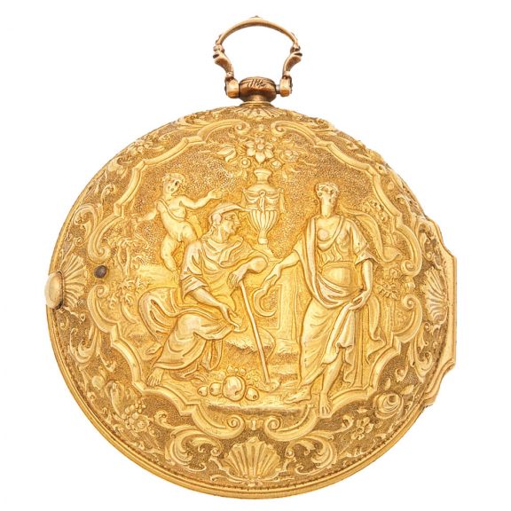 Large English repoussé double cased verge watch Circa 1750