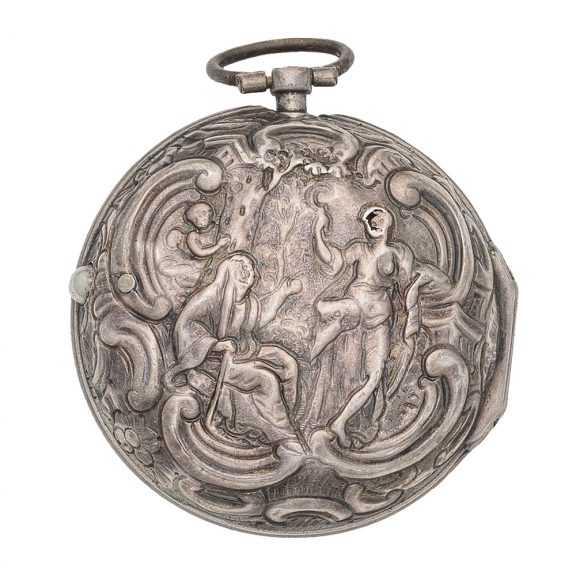 English silver verge with repousse decoration Circa 1770