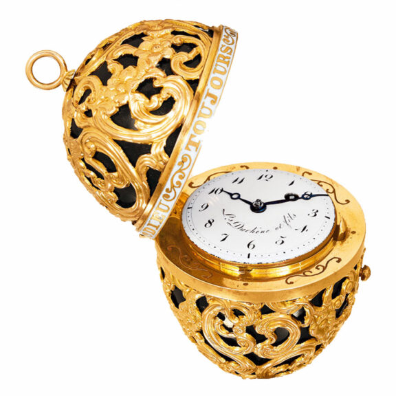 Swiss gold rococo style egg-form form verge Circa 1800