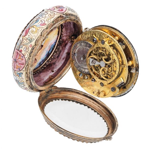 French silver painted polychrome enamel watch Circa 1815 French silver painted polychrome enamel watch Circa 1815