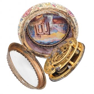 French silver painted polychrome enamel watch Circa 1815