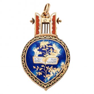 Austrian gilt and enamel watch in the form of a lyre Circa 1800