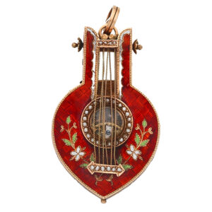 Austrian gilt and enamel watch in the form of a lyre Circa 1800