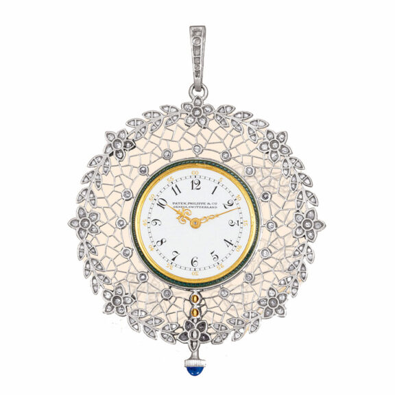 Elegant platinum Swiss lady's pendant lever watch Circa 1910