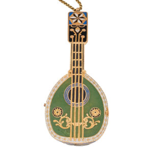 Swiss gold and enamel mandolin shaped form watch Circa 1800