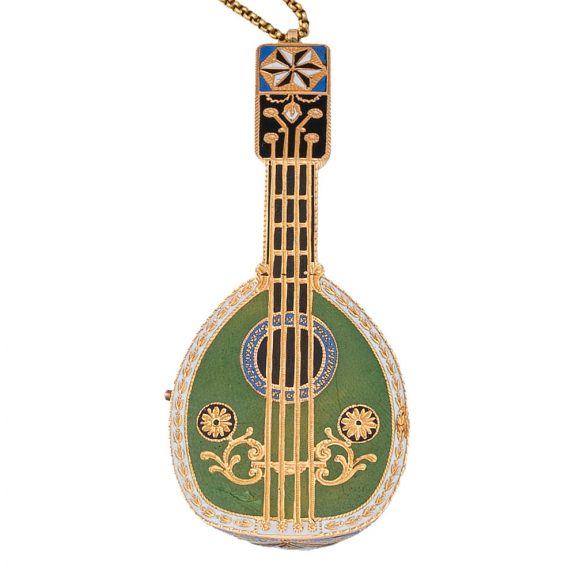 Swiss gold and enamel mandolin shaped form watch Circa 1800