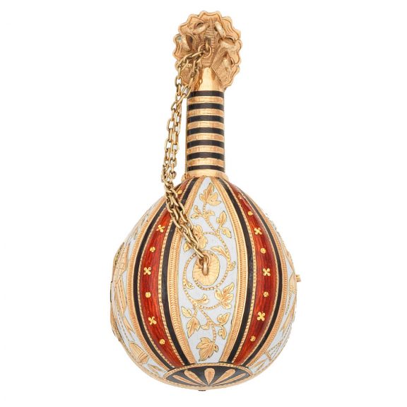 Swiss gold and enamel mandolin form watch Circa 1820 Swiss gold and enamel mandolin form watch Circa 1820