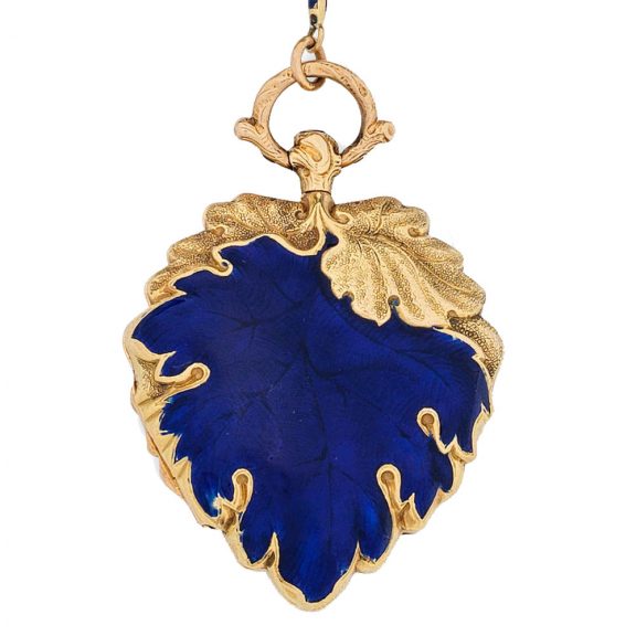 English gilt metal with enamel key wind form watch Circa 1865 English gilt metal with enamel key wind form watch Circa 1865